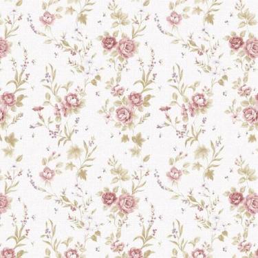 Imagem de Papel de Parede Decorativo Floral Rosa Claro e Verde 1,5m - DEKAL DECO