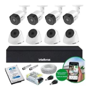 Imagem de Kit 8 Cameras 1120 Dvr Mhdx 1008-c Completo Com Hd 500gb - Intelbras