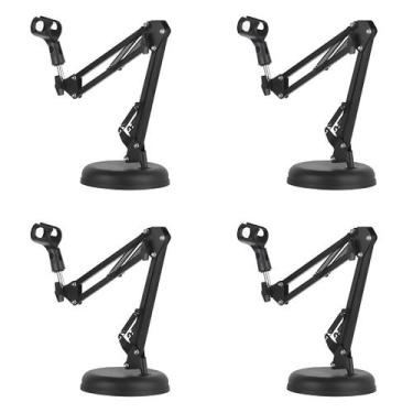 Imagem de Kit Com 4 Pedestal Articulado De Mesa Robusto Podcast Para Microfone -