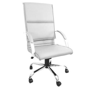 Imagem de Cadeira Escritório Presid Boss Branca cromo Relax Nacional - ErgoDecor