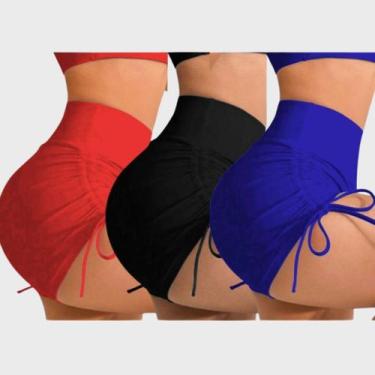 Imagem de Kit 3 Shorts Feminino Academia Bermuda Corrida Fitness Yoga - Faby Fas