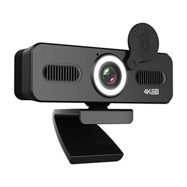 Imagem de Webcam HD 2160P para computador com microfone USB para PC, câmera web com ângulo amplo de 120 graus e luz de preenchimento, unidade livre para gravação, chamadas, conferências, jogos, compatível com