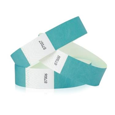 Imagem de Pulseiras Tyvek de 3/4 polegada azul caribenho da WristCo, Caribbean Blue, 100 Count