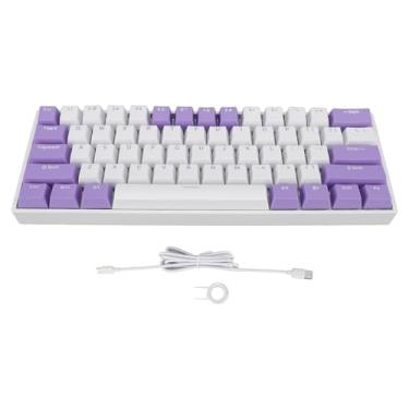 Imagem de Teclado Mecânico para Jogos RGB Interruptor Azul, Teclado Mecânico 60%, Teclado Compacto para Jogos Com Fio USB C Design Ergonômico Chave Completa Hot Swappable