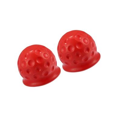 Imagem de Partuto 2 peças capa universal de bola de engate de reboque à prova d'água à prova de poeira 50 mm ID vermelha para carro, caminhão, trailer, barco de substituição