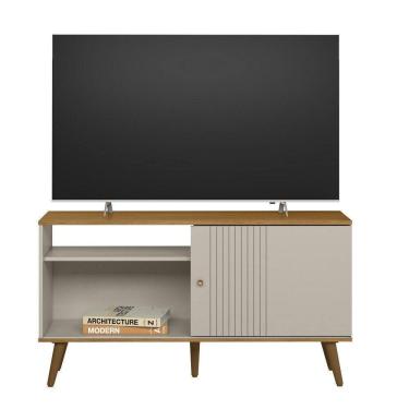 Imagem de Rack 120cm Rubi Para Tv Até 50 Polegadas Linea Brasil Nature Com Off White