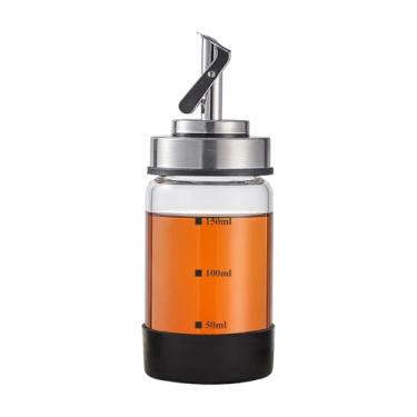 Imagem de Verdental Garrafa dispensadora de molho de soja de vidro menor de 142 g com bico de aço inoxidável para óleo de gergelim, xarope de café, vinagre e outros líquidos com anel e etiquetas de silicone