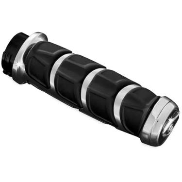 Imagem de Kuryakyn 6372 Premium Kinetic Guidão Grips: Ajuste universal para motocicletas com barras de 2,5 cm de diâmetro, cromado, 1 par