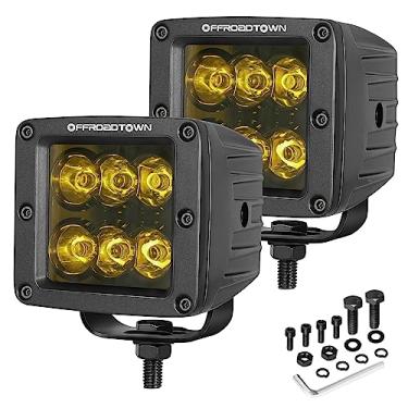 Imagem de Cubos de LED âmbar, cápsulas OFFROADTOWN LED, 2 peças, 7,5 cm, 120 W, pontos de alto lúmens, faróis de neblina amarelos, luz de condução off-road, à prova d'água para caminhões, quadriciclo, SUV