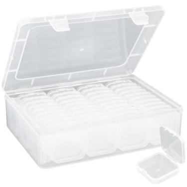 Imagem de Caixa organizadora de contas grandes, 44 recipientes pequenos de plástico transparente, caixa de armazenamento de artesanato com tampa articulada e etiquetas, mini caixas para pulseiras, joias,