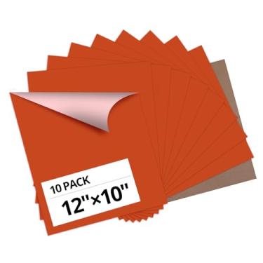 Imagem de HTVRONT Pacote de vinil de transferência de calor laranja - Pacote com 10 30,5 cm x 25,4 cm HTV Vinyl para camiseta, Texas Orange Iron on Vinyl para Cricut, Silhouette Cameo ou Máquina de Prensa