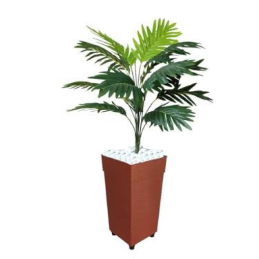Imagem de Planta Artificial Palmeira + Vaso Decorativo Enfeite Casa e Decoração Sala Quarto Escritório (Telha)