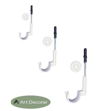 Imagem de Kit 3 Suportes Simples de Teto para Varão de Cortina 28mm - ART DECORA