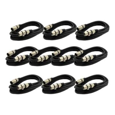 Imagem de Kit 10 Cabos Microfone / Dmx / Xlr Canon Balanceado 5 Metros - KATO