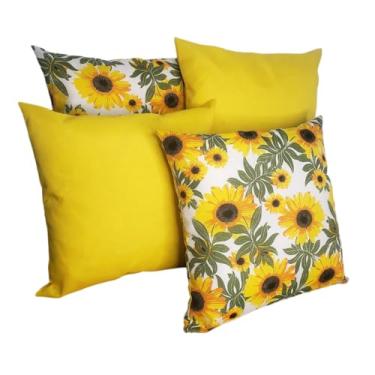 Imagem de Kit 4 Capa Para Almofada Decorativa 45x45 TODAS DE GORGURINHO Com Zíper (Girassol Amarela)