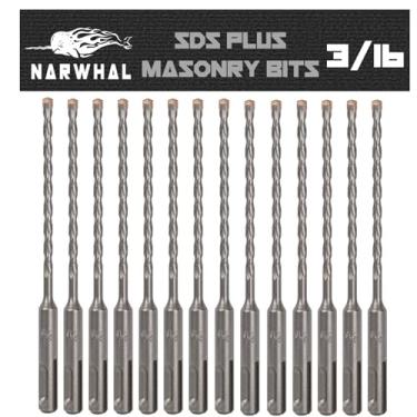 Imagem de Narwhal Brocas Para Alvenaria Sds Plus De 3/16 Pol. (Pacote Com 13 - Nível Industrial) Broca Para Martelo Rotativo De 6 Pol. Para Concreto, Pedra, Bloco E Muito Mais!