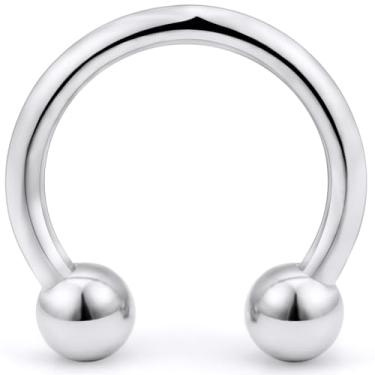 Imagem de Yaalozei Anéis grandes de septo 10G, 8G, 6G, 4G, 2G, 00G, 00G, grande, aço cirúrgico 316L, barra roscada, ferradura, largo, septo, nariz, anel, piercing joia 12 mm-19 mm, Metal, aço inoxidável