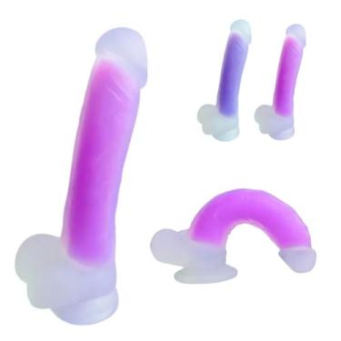 Imagem de Prótese Lumineux Dildo Gode Realístico Translúcido Flexível Brilha Na Luz Negra Fantasias e Satisfação [PINK]