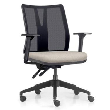 Imagem de Cadeira De Escritório Giratória Diretor Flow F02 Base Preta Linho Bege Claro - Lyam Decor