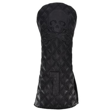 Imagem de PU couro Golf madeira cobre Waterproof Golf Skull Pattern Putter Club capa Protetor para clubes de golfe Waterproof PU Plush Material (Número 1)