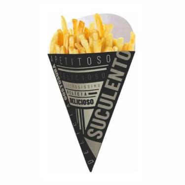 Imagem de Caixa Caixinha Embalagem Batata Frita Cone 50 Unid - Mixmall
