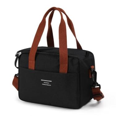 Imagem de Bolsa Térmica Pequena Lancheira Fitness Porta Marmita Almoço Com Alça Transversal Luxo (Preto)