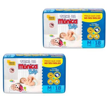 Imagem de Fraldas Turma da Mônica Baby Jumbinho Tamanho M - 2 Pacotes Com 18 Fra