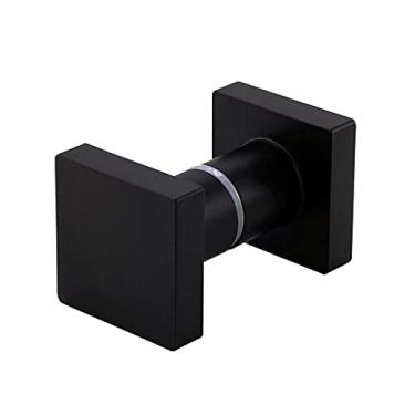 Imagem de Maçaneta de porta de vidro para banheiro preto frente a trás sem moldura empurrar porta deslizante sólida banheiro chuveiro maçaneta única furo 6 mm (cor: prata) (preto fosco)