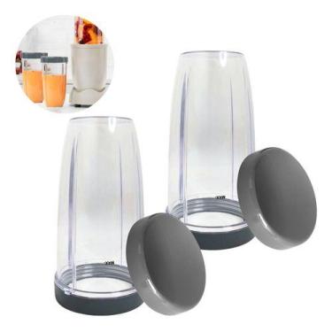 Imagem de 2 Copos 700ml + 2 Tampas Simples Para Liquidificadores Nutribullet - D