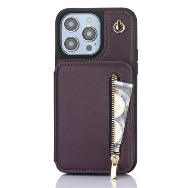 Imagem de HJZSZX Para Samsung S24 Plus Long Lanyard Couro Zipper Wallet Cartão Telefone Case Mão Corda Flip Stand Cover (Para Samsung S24 Plus/ROXO)