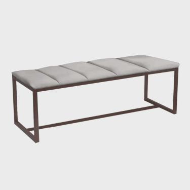 Imagem de Calçadeira Industrial Carla 195cm King Size Quarto Box Cama Ferro Marrom Suede Cinza Claro - Ahz Móveis