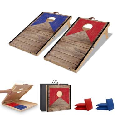 Imagem de HQGZQL Conjunto De Tabuleiro Cornhole Portátil 2 Pés X 1 Pé Com 6 Sacos Feijão, Jogos Dobráveis Para Adultos E Crianças, Arremesso Ambientes Internos Ou Externos, Tarvel (Madeira Clara)