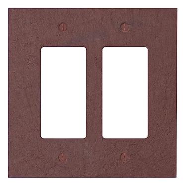Imagem de Electrical SWITCH HITS Outlet Wall Plate 2 GFI Rocker | Decora Double Decorator Light Switch Cover Faceplate | Decora Vermont Ardósia Vermelha | 2 Gang, 12,7 cm L x 12,7 cm A