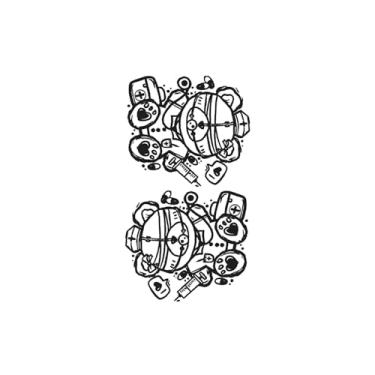 Imagem de Tatuagem semipermanente, ursinho de pelúcia segurando uma seringa, tatuagens de urso, resistente à água, dura de 1 a 2 semanas, aparência de tatuagem real, resiliência,18 x 11 cm