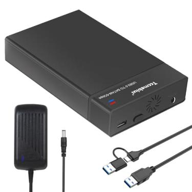 Imagem de Tccmebius Gabinete de disco rígido externo USB 3.0 Docking Station para SSD SATA HDD de 2,5 3,5 polegadas até 22TB, com fonte de alimentação de 12V/3A, cabo USB A/C, suporta função de suspensão