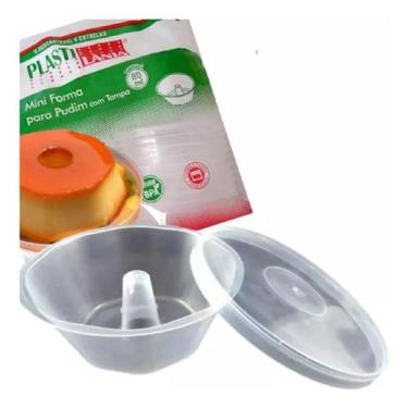 Imagem de Kit 60un Forma Mini Pudim Forno/micro-ondas 80ml C/ Tampa - Plastilani
