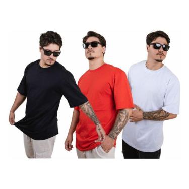 Imagem de Kit 3 Camisa Camiseta Lisa 30.1 Oversize Streetwear Rap Trap - Useclub