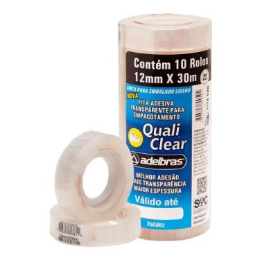 Imagem de 10 Fitas Adesivas Pequena Transparente 12mm x 30m Multiuso Quali Clear