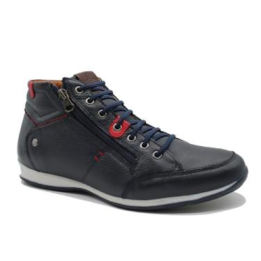 Imagem de Sapatenis Zip Casual Masculino com Zíper sem Amarração Couro Legítimo (Marinho, BR, Adulto, Numérico, 39)