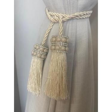 Imagem de Cordão Prendedor de Cortina Com Franja e Strass Perolas Luxo - Bella A
