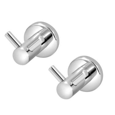 Imagem de Kit 2 Porta Toalha Cabide Duplo Banheiro Luxo Metal Cromado - Modelar