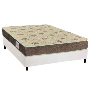 Imagem de Kit Cama Box Casal Matera 138x188 Anatômico Ortopédico D33 Base Madeira Suede White Ort...