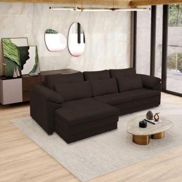 Imagem de Sofá Retrátil Manual Sala de Estar Nolan Bipartido 332cm Conforto Prem