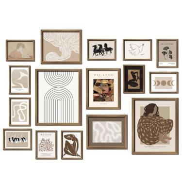 Imagem de ANERZA 16 peças de decoração de parede boho, impressões de parede abstratas para quarto, pôsteres minimalistas para estética de quarto, kit de colagem de parede fotos para sala de estar, galeria de