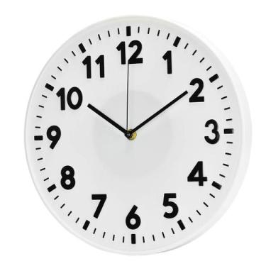 Imagem de Relógio de Parede Cozinha 30cm Silencioso Urban Fosco - Livon, Branco