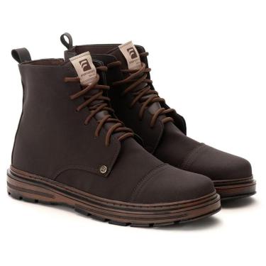 Imagem de Bota Coturno Moda Casual Masculina Dia Dia Cano Médio Cadarço Ziper Sola Borracha Leve Homem Fashion-Masculino