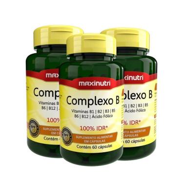 Imagem de Kit 3 Complexo B 100% IDR com 60 Cápsulas Maxinutri-Unissex