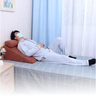 Imagem de Travesseiro De Cunha De Cama Com Encosto De Cabeça - Travesseiro Elevado De Cunha De Cama Para Reduzir Dores No Pescoço E Nas Costas, Refluxo Ácido E Problemas Respiratórios