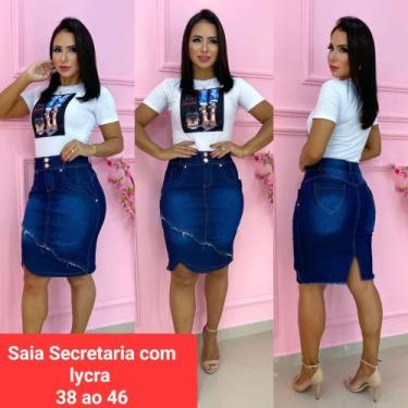 Imagem de Saias secretarias jeans evangélica - Dk modas