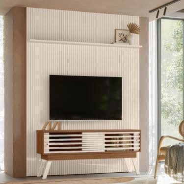 Imagem de Rack com Painel Frisado para TV até 65 Polegadas 2 Portas de Correr com Pés New Premium...